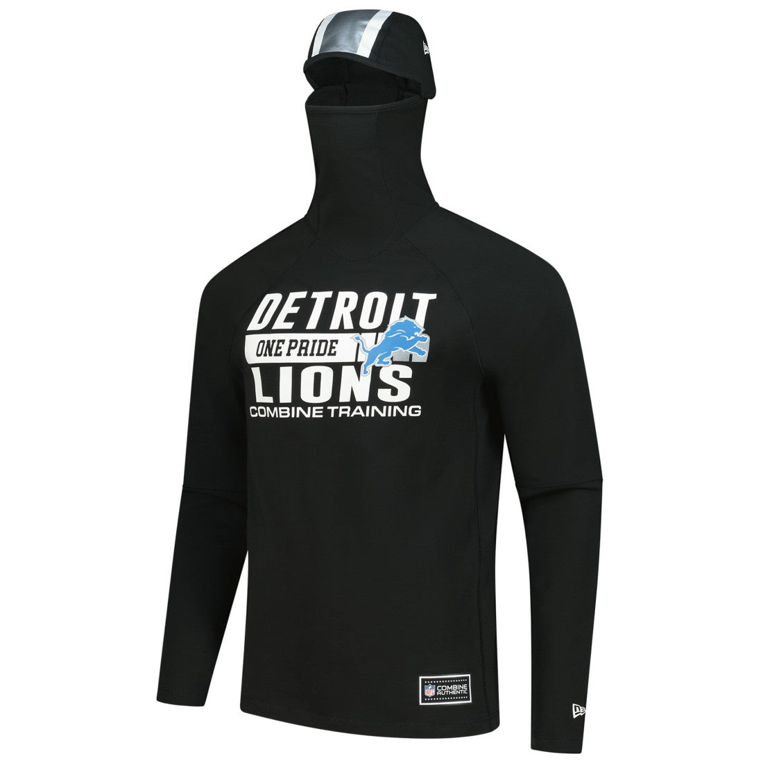 Detroit Lions New Era Functional Fandom Balaclava Helmet Stripe Tri-Blend Hoodie - Black - NFL