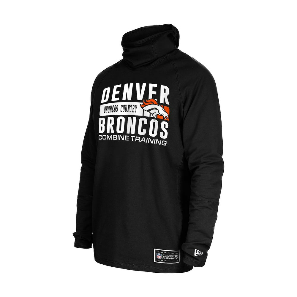 Denver Broncos New Era Functional Fandom Balaclava Helmet Stripe Tri-Blend Hoodie - Black - NFL