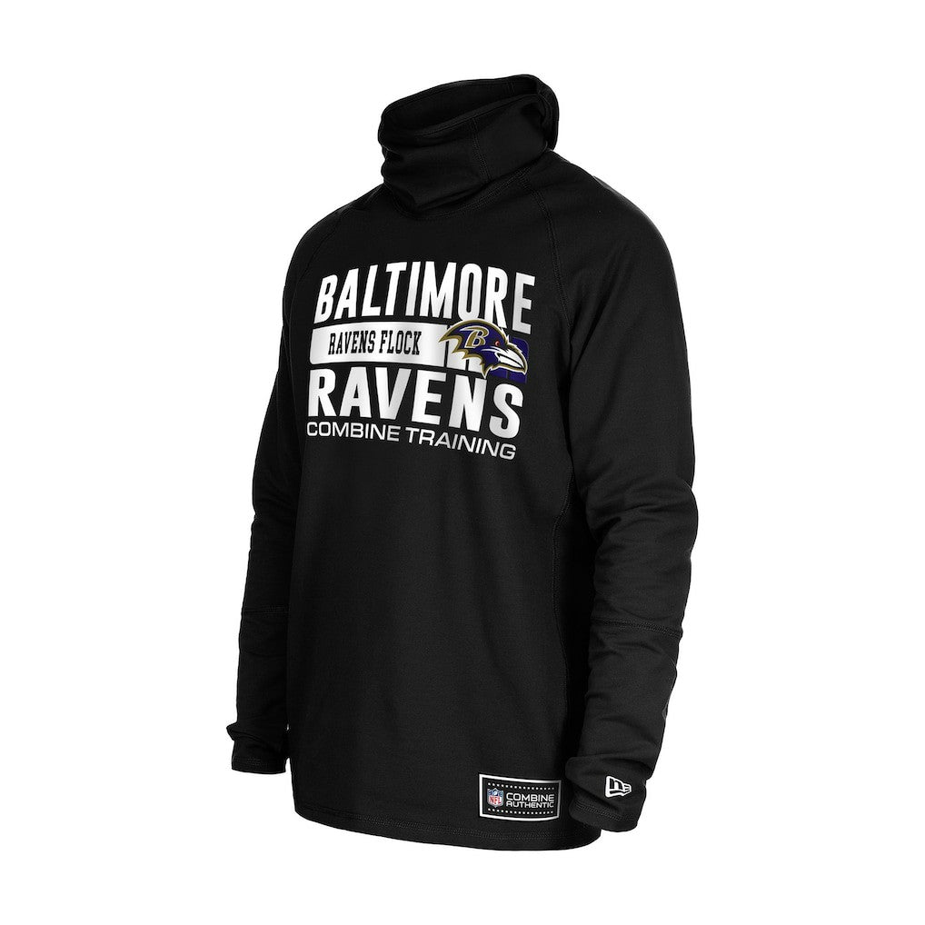 Baltimore Ravens New Era Functional Fandom Balaclava Helmet Stripe Tri-Blend Hoodie - Black - NFL