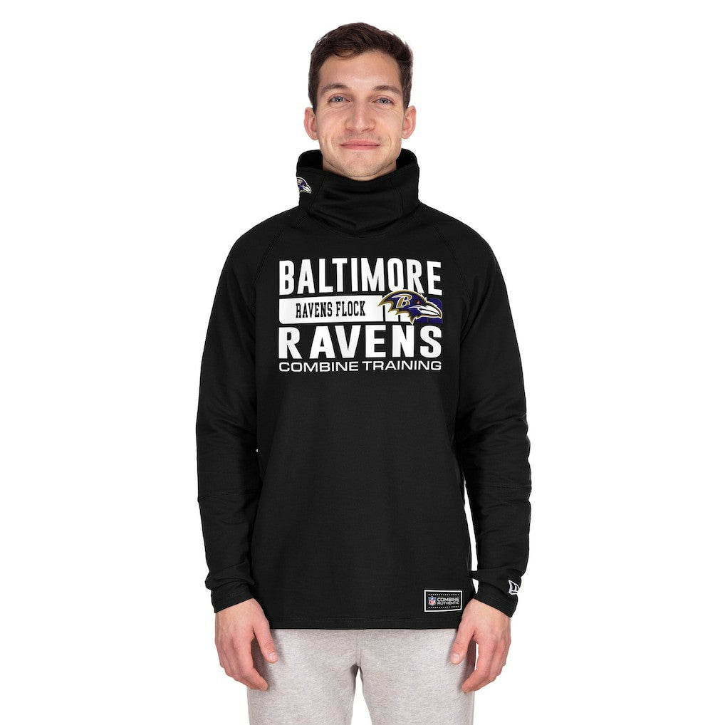 Baltimore Ravens New Era Functional Fandom Balaclava Helmet Stripe Tri-Blend Hoodie - Black - NFL