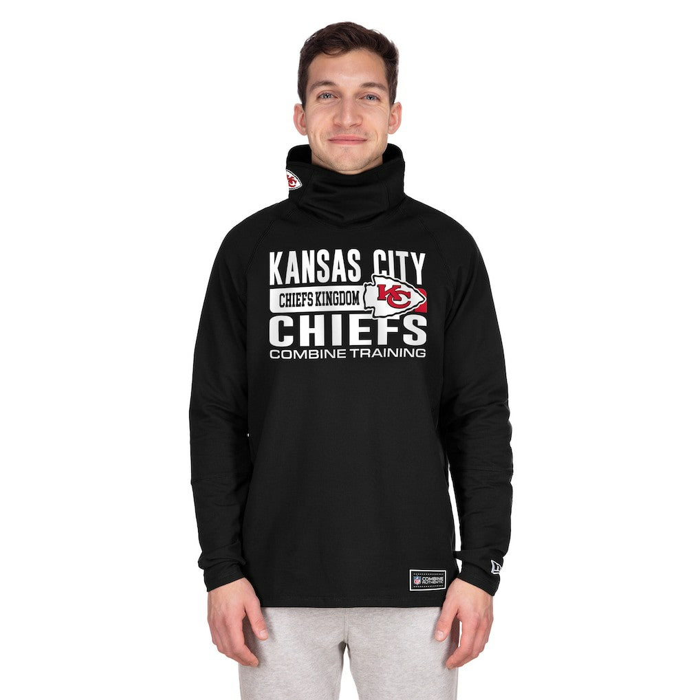Kansas City Chiefs New Era Functional Fandom Balaclava Helmet Stripe Tri-Blend Hoodie - Black - NFL