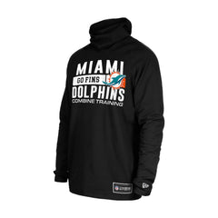 Miami Dolphins New Era Functional Fandom Balaclava Helmet Stripe Tri-Blend Hoodie - Black - NFL