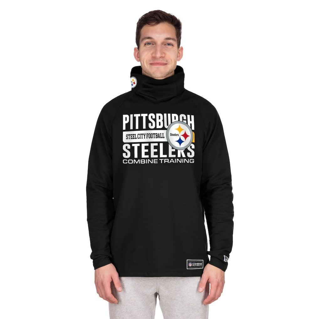 Pittsburgh Steelers New Era Functional Fandom Balaclava Helmet Stripe Tri-Blend Hoodie - Black - NFL