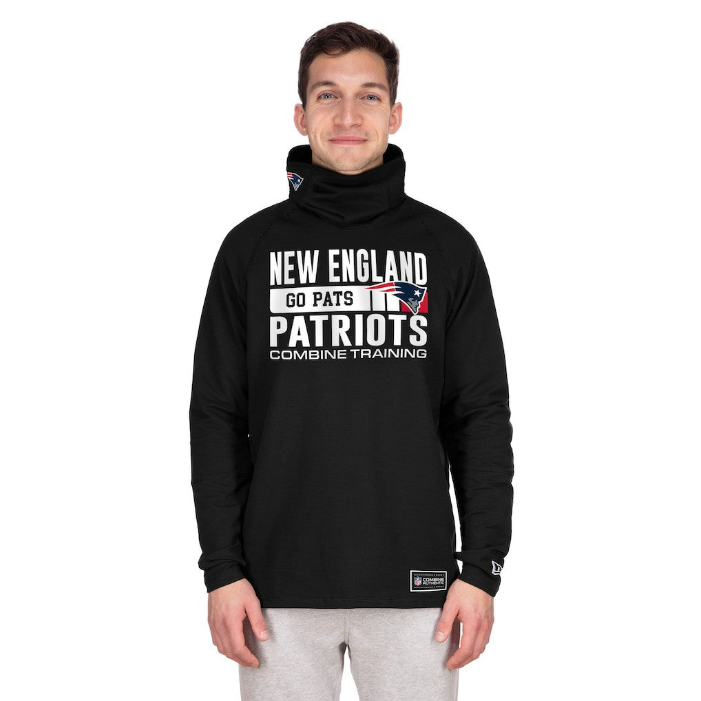 New England Patriots New Era Functional Fandom Balaclava Helmet Stripe Tri-Blend Hoodie - Black - NFL