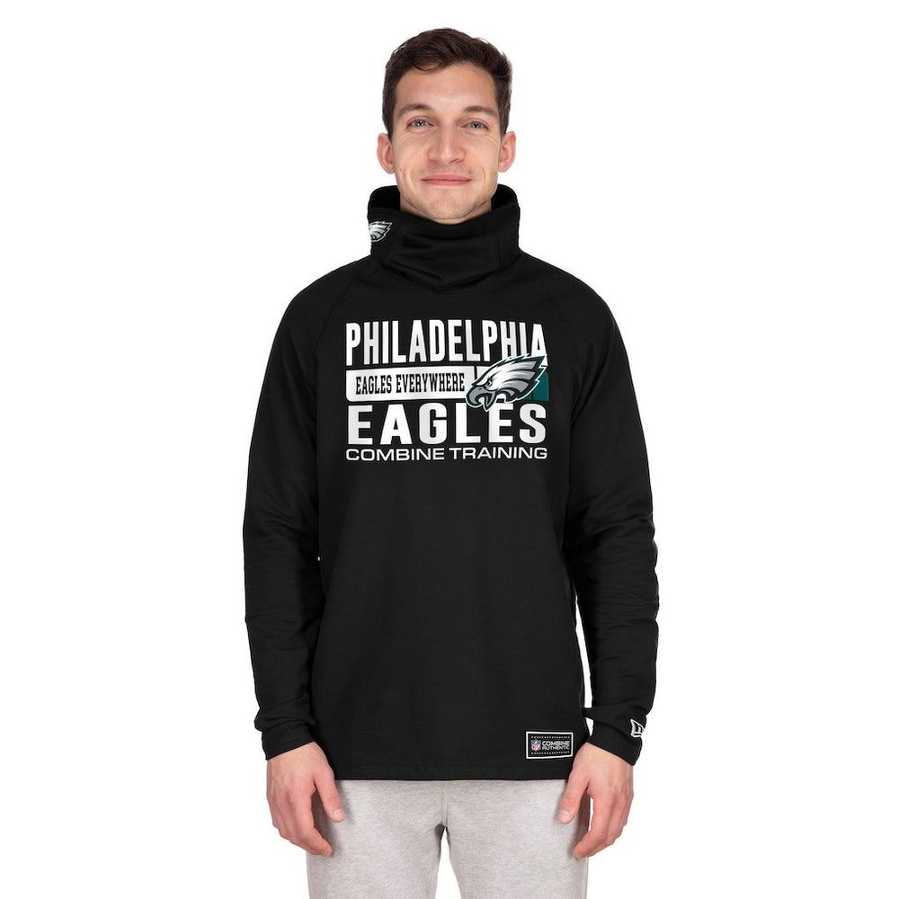 Philadelphia Eagles New Era Functional Fandom Balaclava Helmet Stripe Tri-Blend Hoodie - Black - NFL