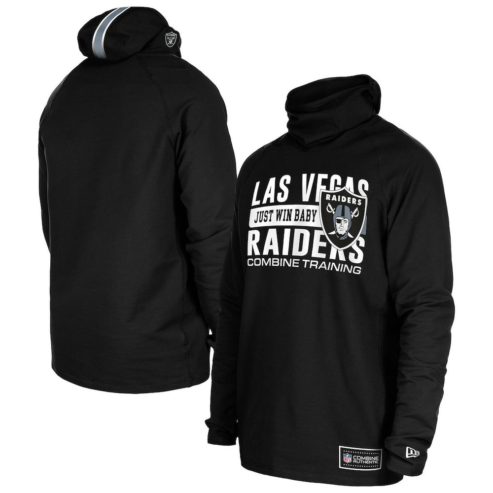 Las Vegas Raiders New Era Functional Fandom Balaclava Helmet Stripe Tri-Blend Hoodie - Black - NFL
