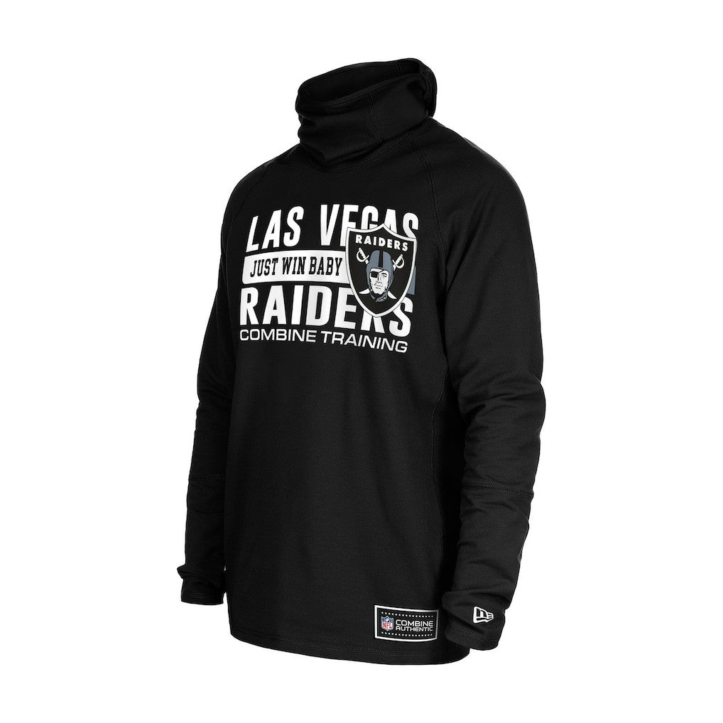 Las Vegas Raiders New Era Functional Fandom Balaclava Helmet Stripe Tri-Blend Hoodie - Black - NFL