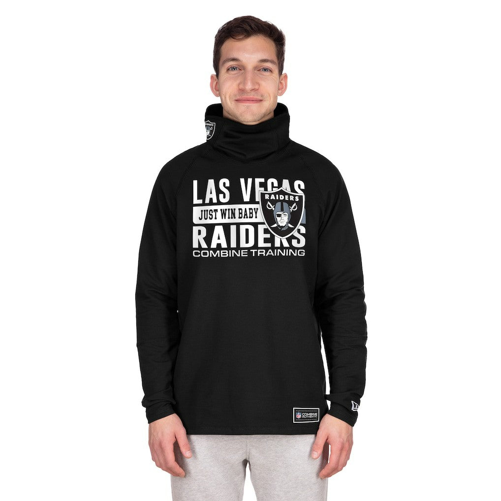 Las Vegas Raiders New Era Functional Fandom Balaclava Helmet Stripe Tri-Blend Hoodie - Black - NFL