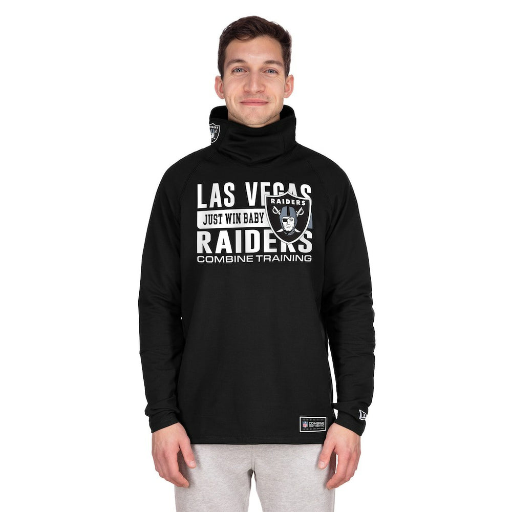 Las Vegas Raiders New Era Functional Fandom Balaclava Helmet Stripe Tri-Blend Hoodie - Black - NFL