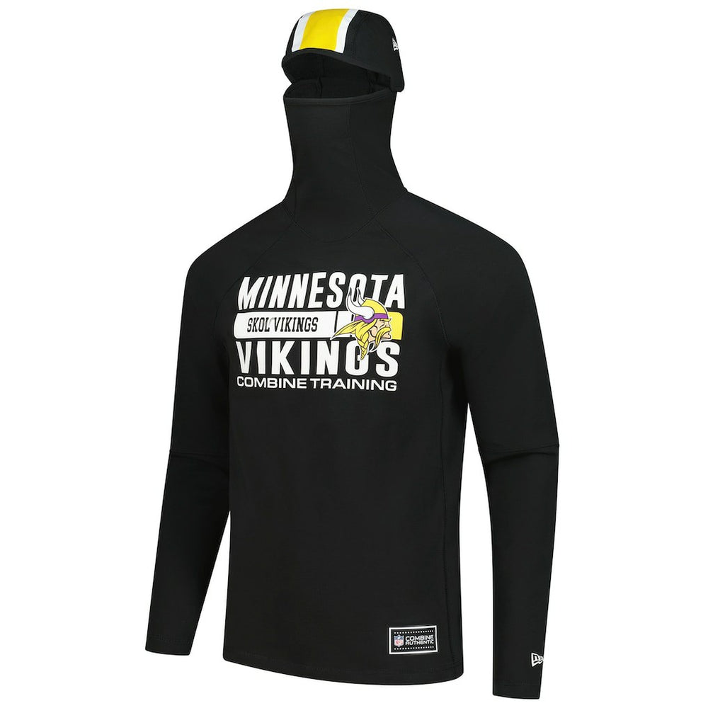 Minnesota Vikings New Era Functional Fandom Balaclava Helmet Stripe Tri-Blend Hoodie - Black - NFL
