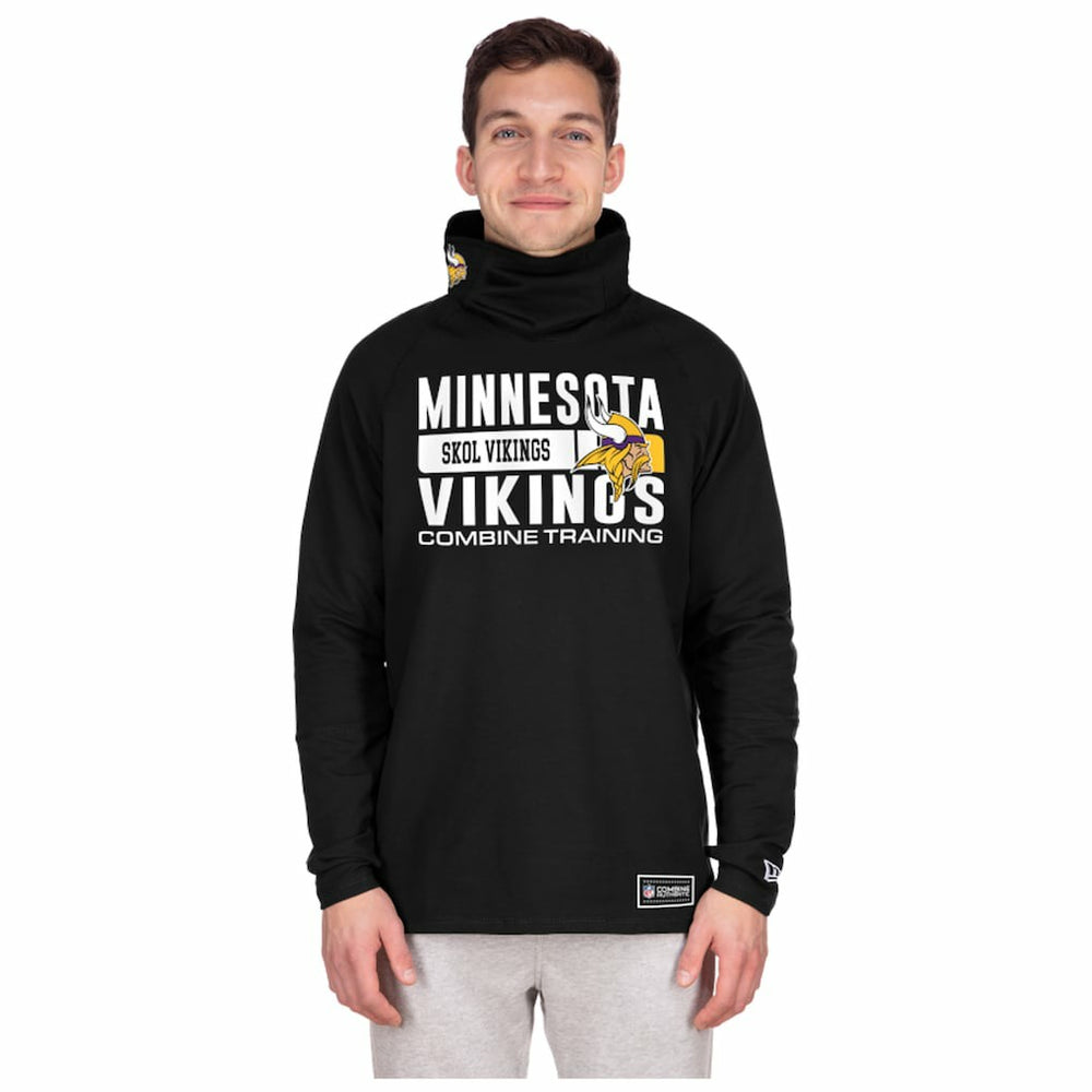 Minnesota Vikings New Era Functional Fandom Balaclava Helmet Stripe Tri-Blend Hoodie - Black - NFL