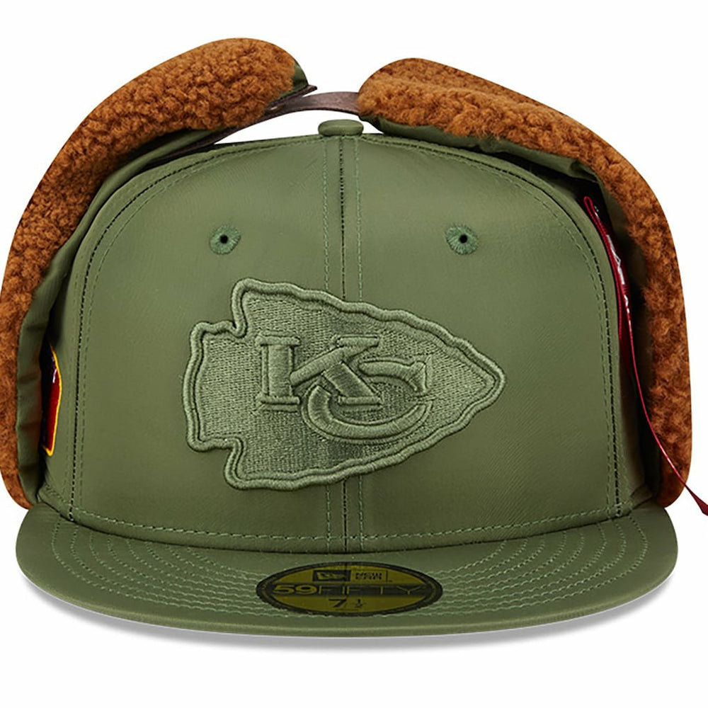 Kansas City Chiefs New Era x Alpha Industries Dog Ears 59FIFTY Fitted Hat - Olive - NFL