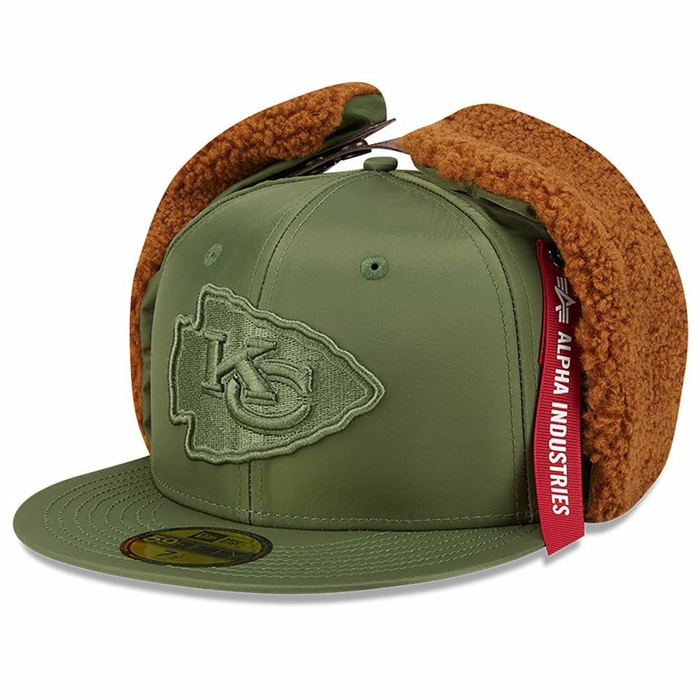 Kansas City Chiefs New Era x Alpha Industries Dog Ears 59FIFTY Fitted Hat - Olive - NFL