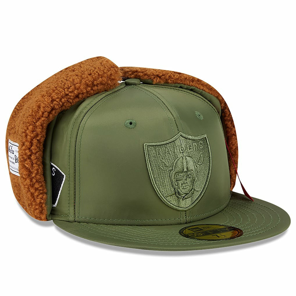 Las Vegas Raiders New Era x Alpha Industries Dog Ears 59FIFTY Fitted Hat - Olive - NFL