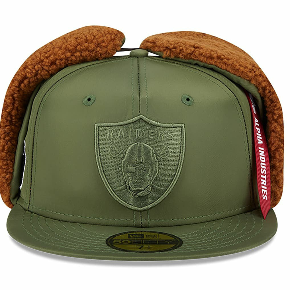 Las Vegas Raiders New Era x Alpha Industries Dog Ears 59FIFTY Fitted Hat - Olive - NFL