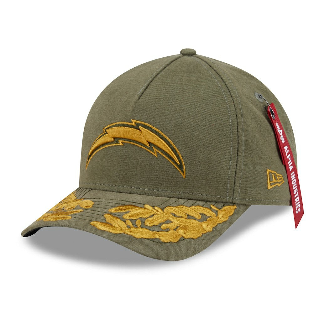 Los Angeles Chargers New Era x Alpha Industries A-Frame 9FORTY Adjustable Hat - Olive - NFL