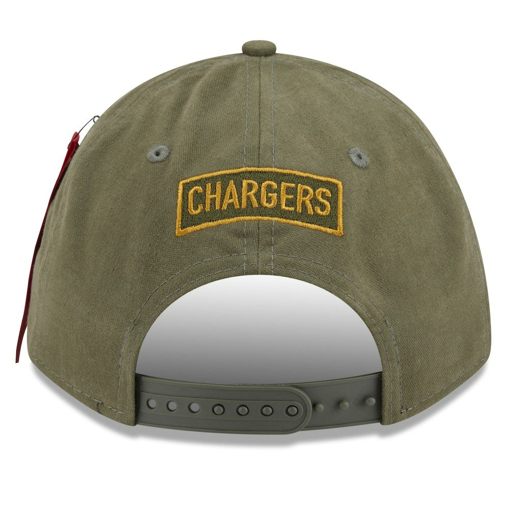 Los Angeles Chargers New Era x Alpha Industries A-Frame 9FORTY Adjustable Hat - Olive - NFL