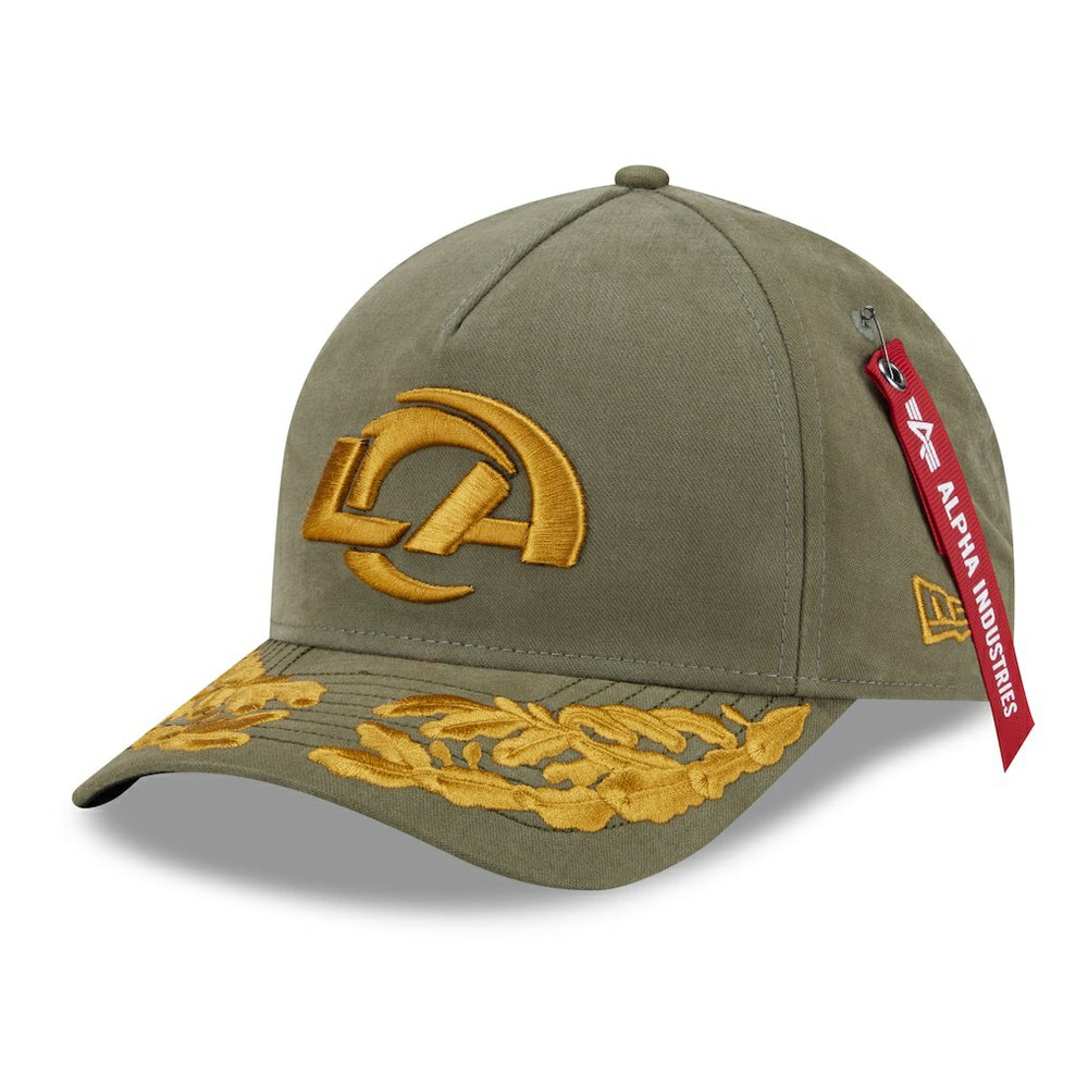 Los Angeles Rams New Era x Alpha Industries A-Frame 9FORTY Adjustable Hat - Olive - NFL