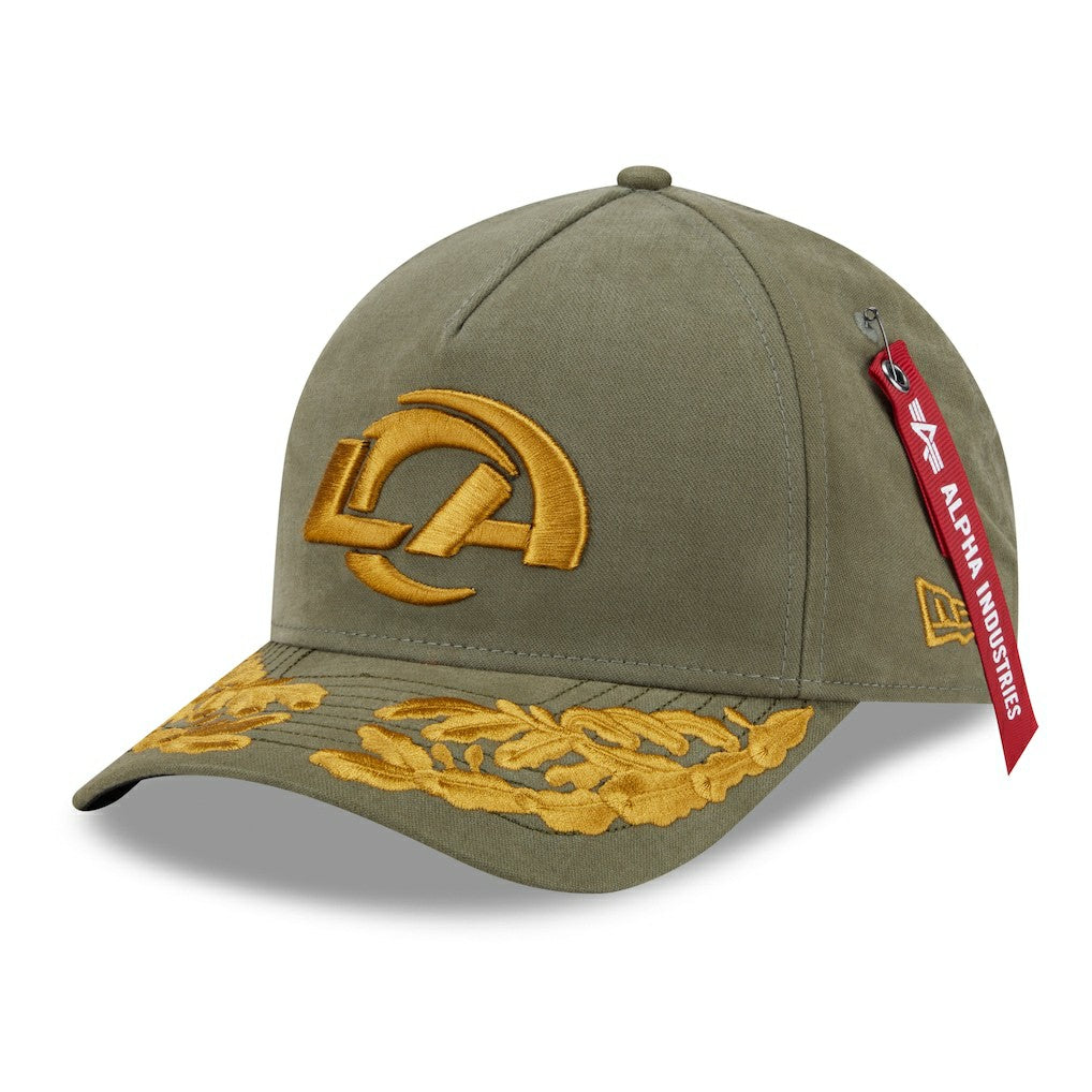 Los Angeles Rams New Era x Alpha Industries A-Frame 9FORTY Adjustable Hat - Olive - NFL