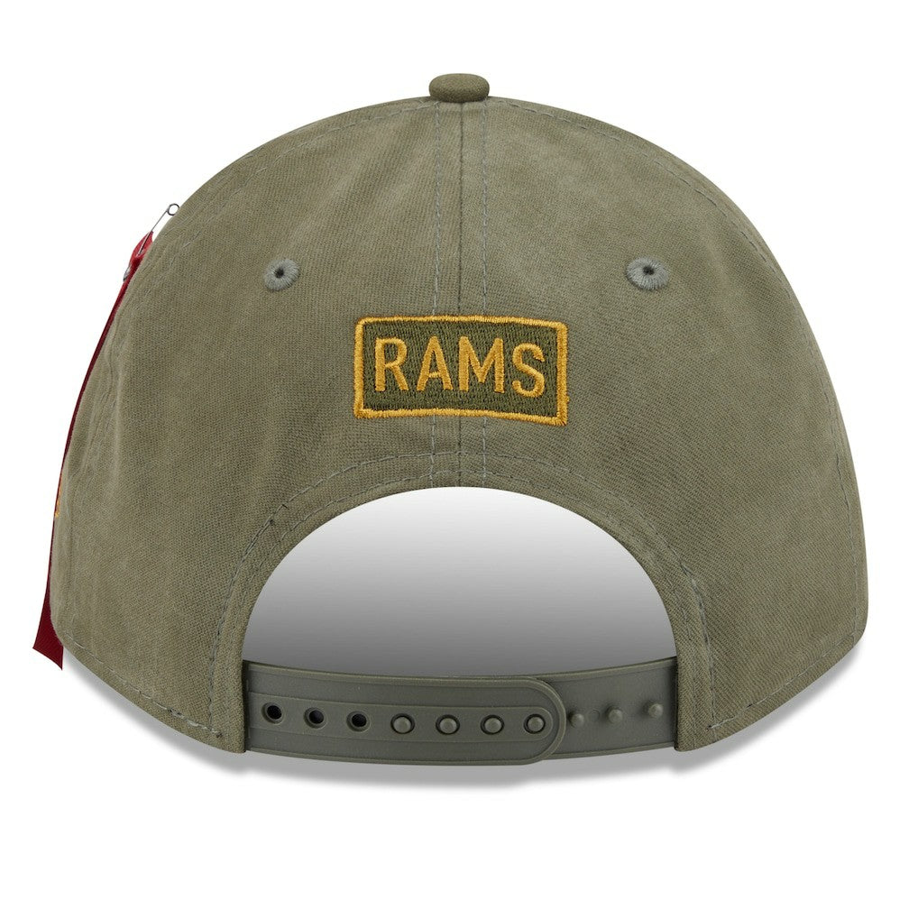 Los Angeles Rams New Era x Alpha Industries A-Frame 9FORTY Adjustable Hat - Olive - NFL