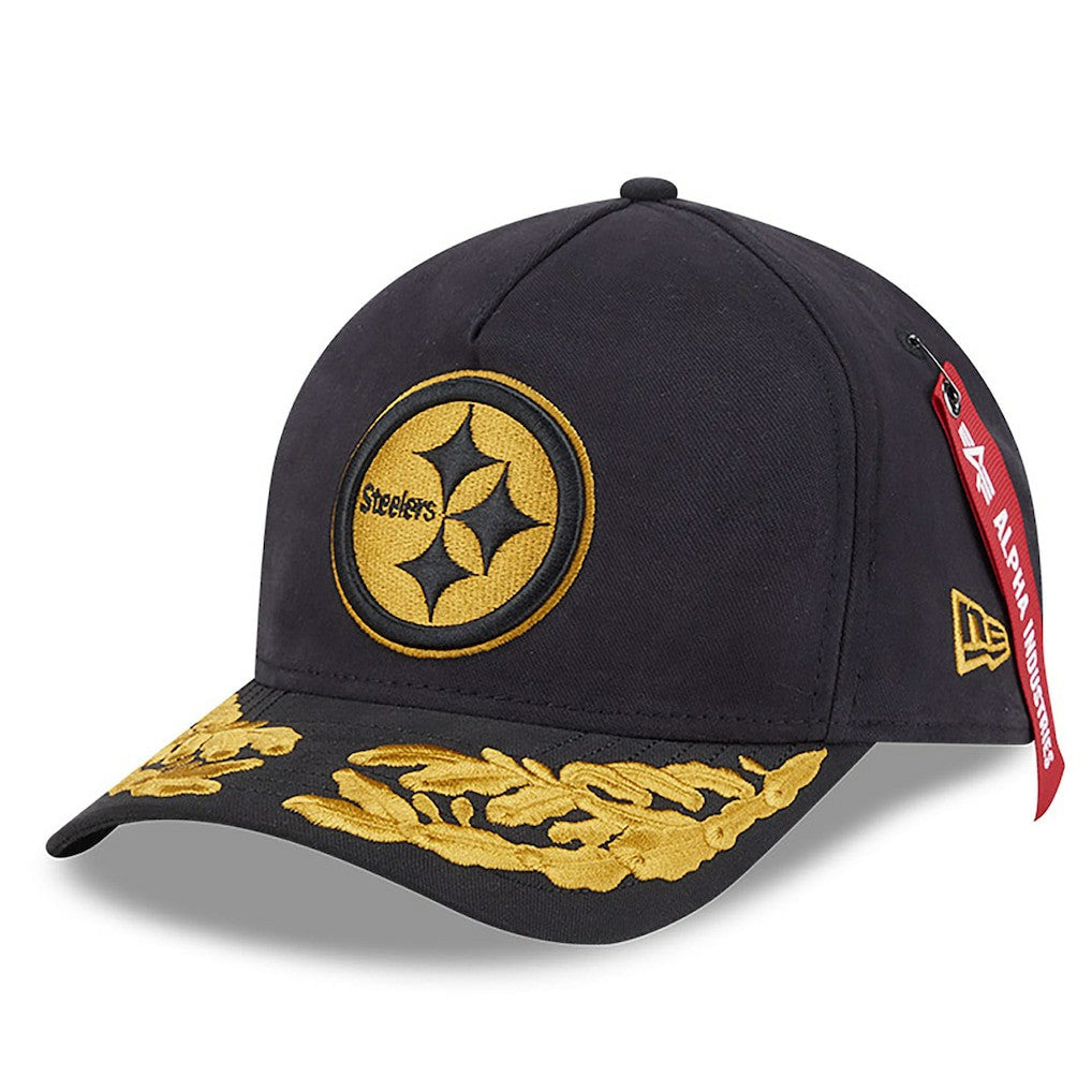 Pittsburgh Steelers New Era x Alpha Industries A-Frame 9FORTY Adjustable Hat - Black - NFL