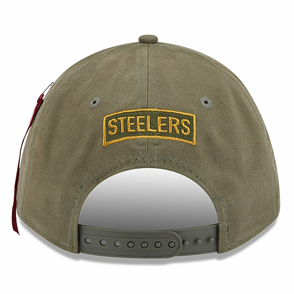 Pittsburgh Steelers New Era x Alpha Industries A-Frame 9FORTY Adjustable Hat - Olive - NFL