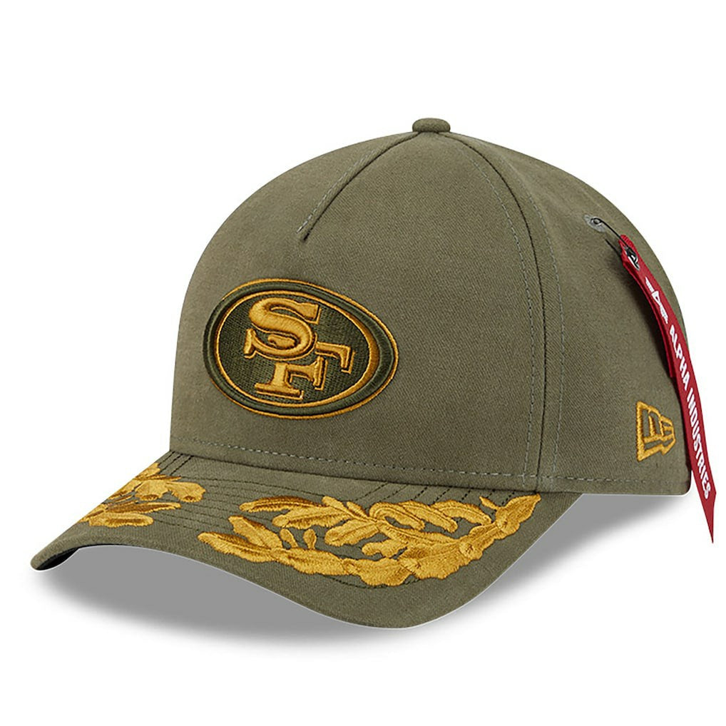 San Francisco 49ers New Era x Alpha Industries A-Frame 9FORTY Adjustable Hat - Olive - NFL