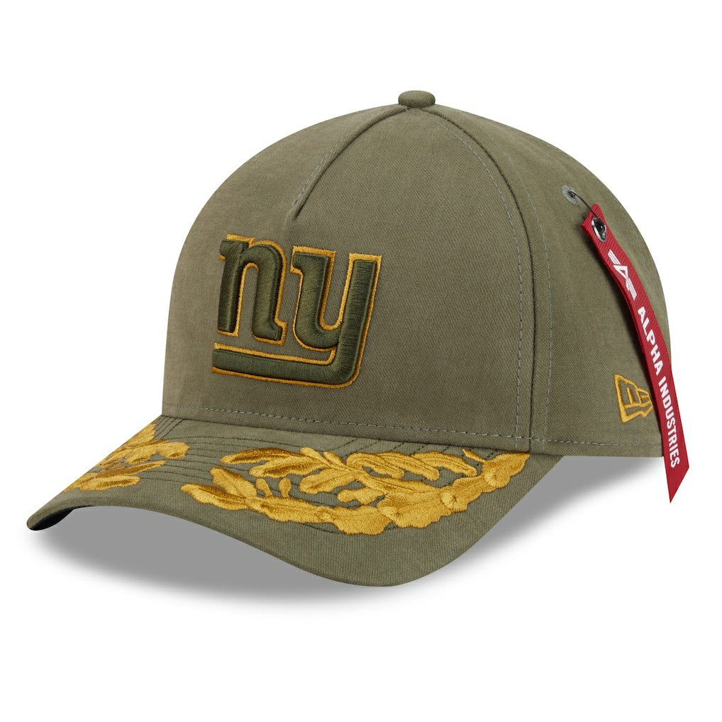 New York Giants New Era x Alpha Industries A-Frame 9FORTY Adjustable Hat - Olive - NFL