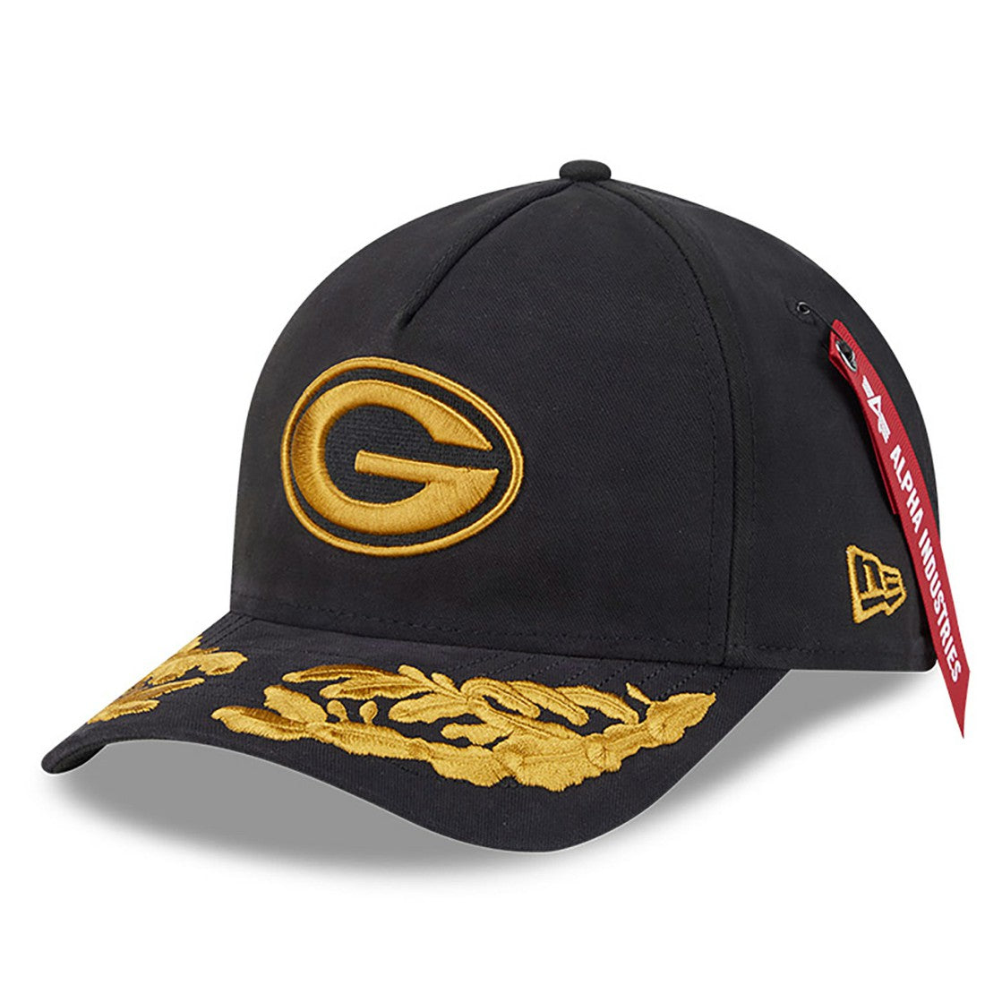 Green Bay Packers New Era x Alpha Industries A-Frame 9FORTY Adjustable Hat - Black - NFL