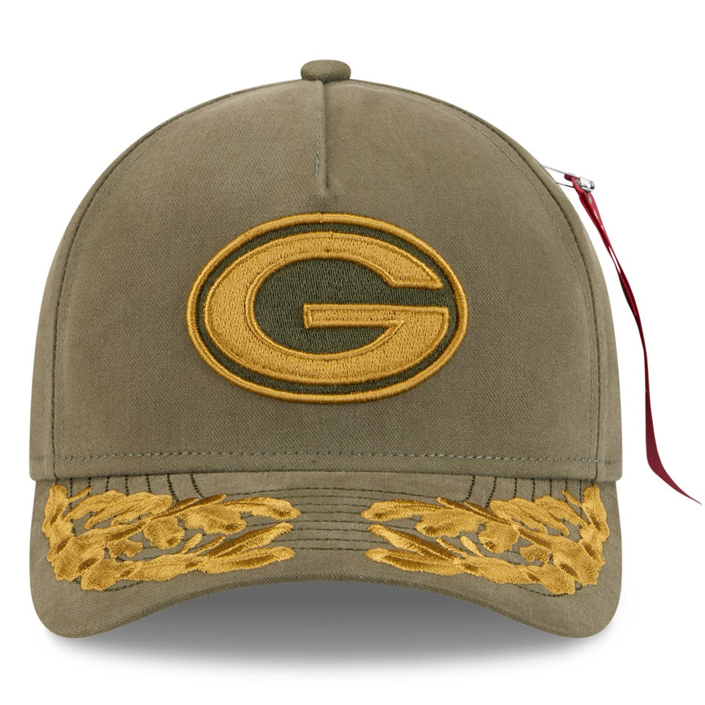 Green Bay Packers New Era x Alpha Industries A-Frame 9FORTY Adjustable Hat - Olive - NFL