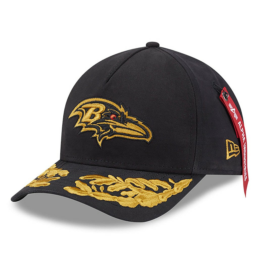 Baltimore Ravens New Era x Alpha Industries A-Frame 9FORTY Adjustable Hat - Black - NFL