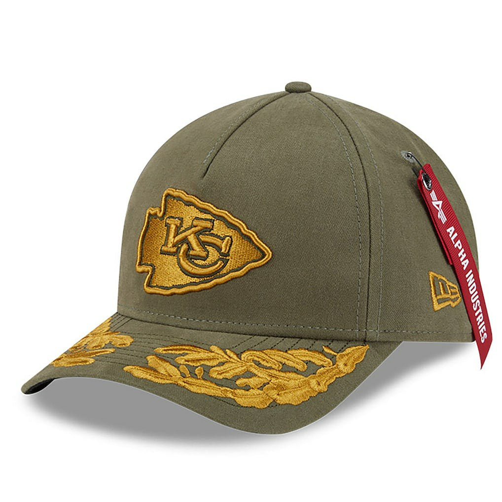 Kansas City Chiefs New Era x Alpha Industries A-Frame 9FORTY Adjustable Hat - Olive - NFL