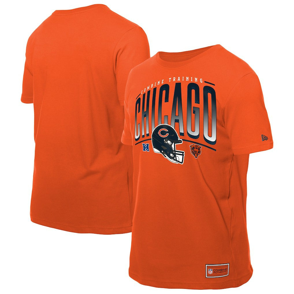Chicago Bears New Era Combine Authentic Helmet T-Shirt - Orange - NFL