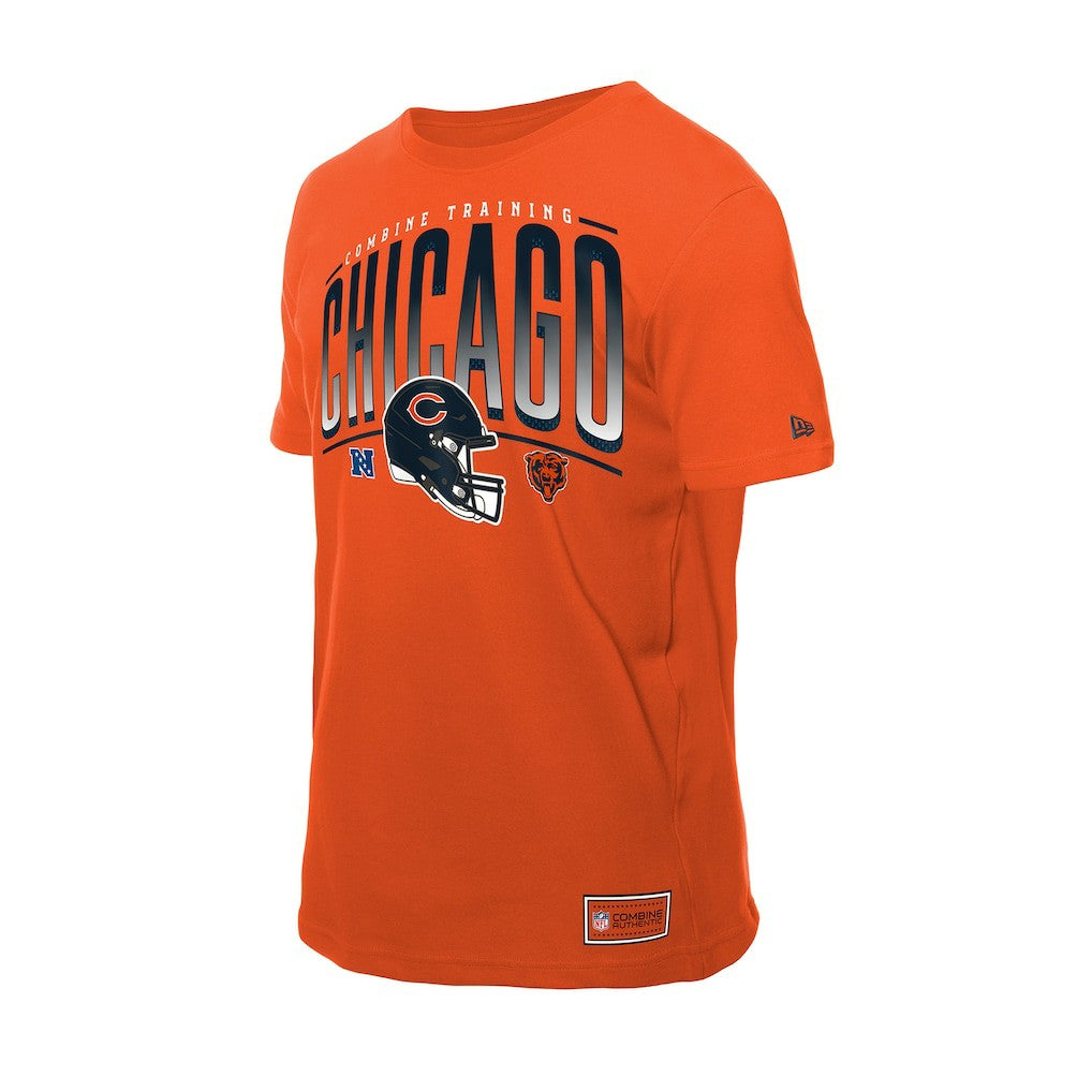 Chicago Bears New Era Combine Authentic Helmet T-Shirt - Orange - NFL