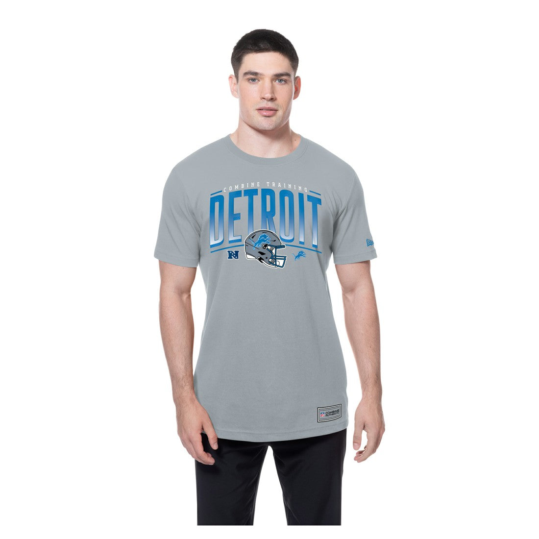 Detroit Lions New Era Combine Authentic Helmet T-Shirt - Silver - NFL