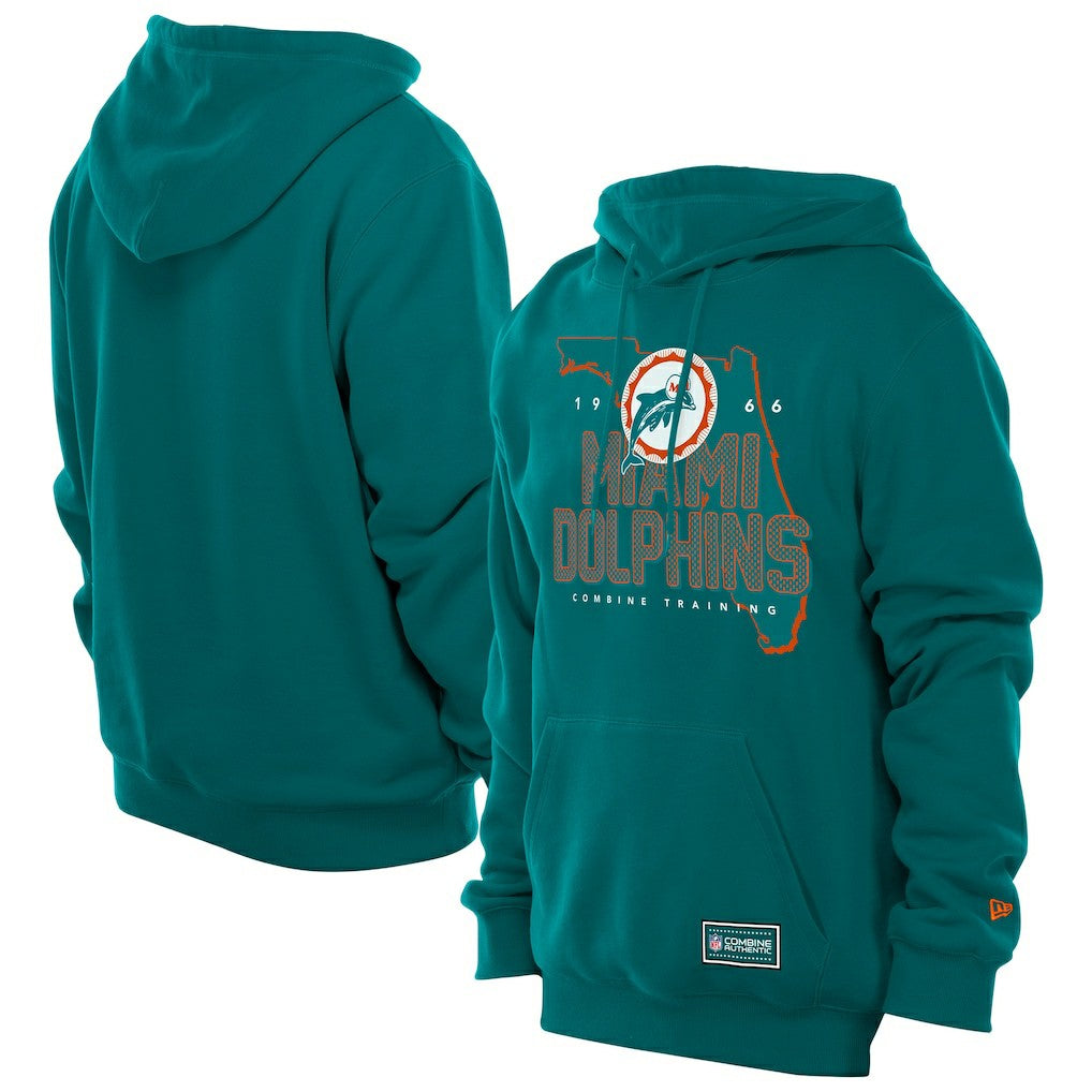 Miami Dolphins New Era Combine Authentic Local State Throwback Hoodie - Aqua - NFL
