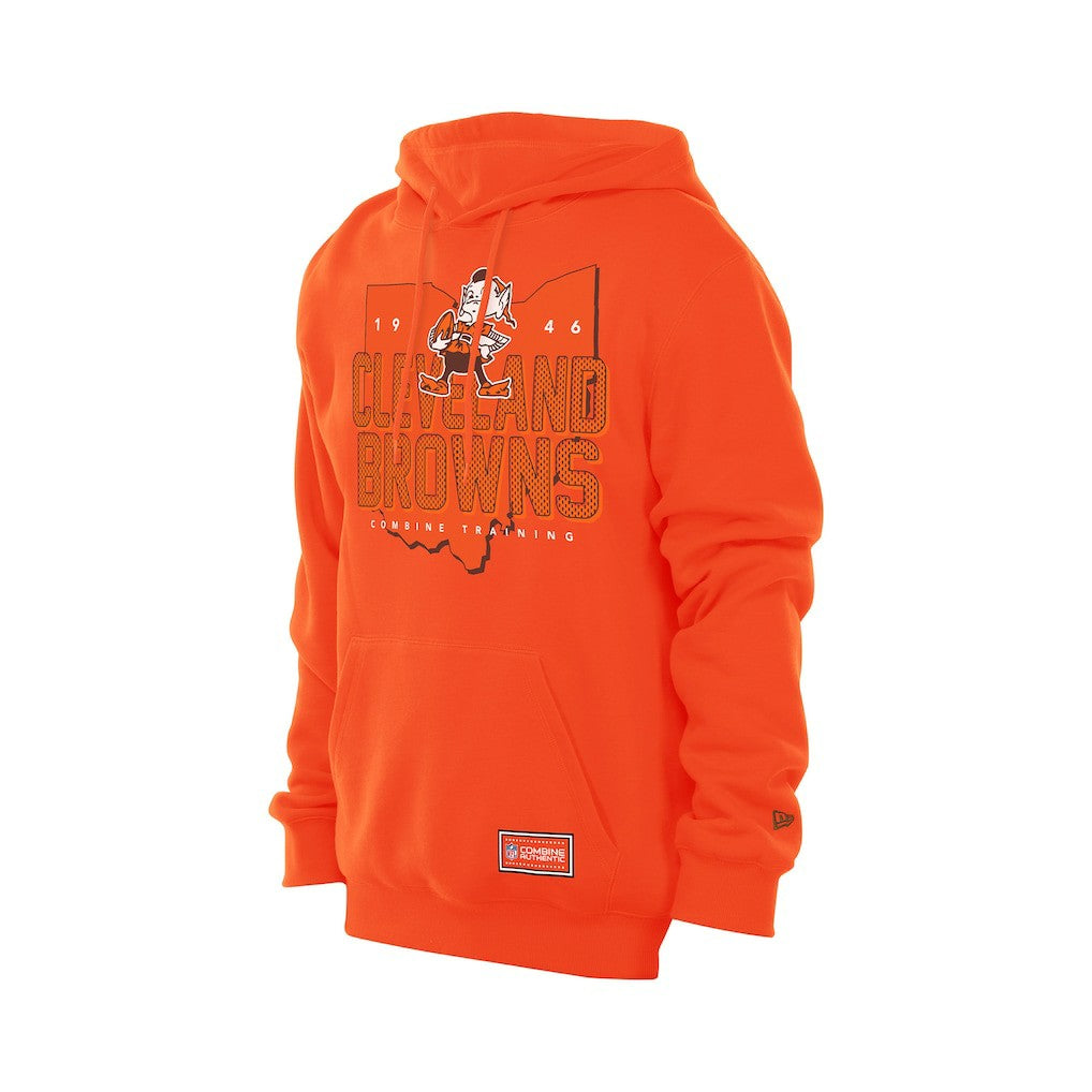 Cleveland Browns New Era Combine Authentic Local State Throwback Hoodie - Orange - NFL