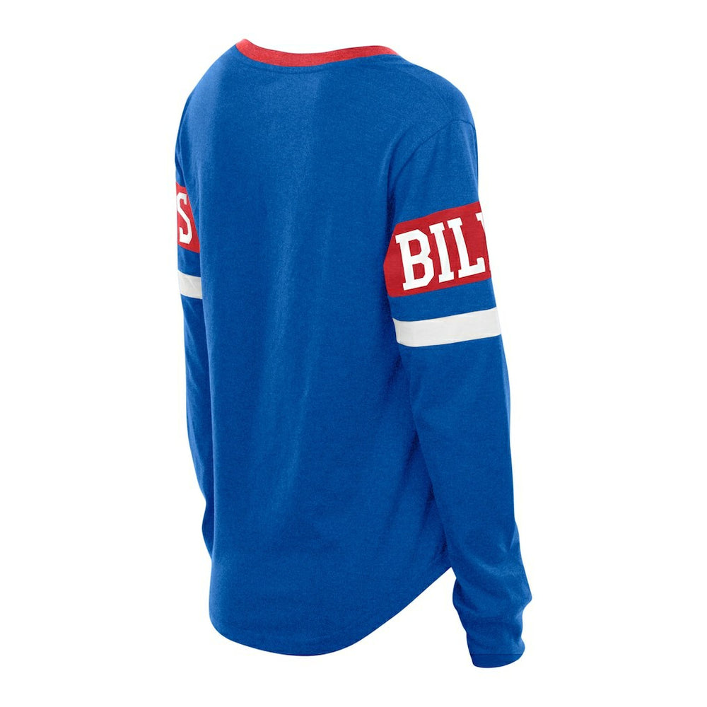 Buffalo Bills New Era Women's Plus Size Throwback Lace-Up Long Sleeve T-Shirt - Blue - NFL