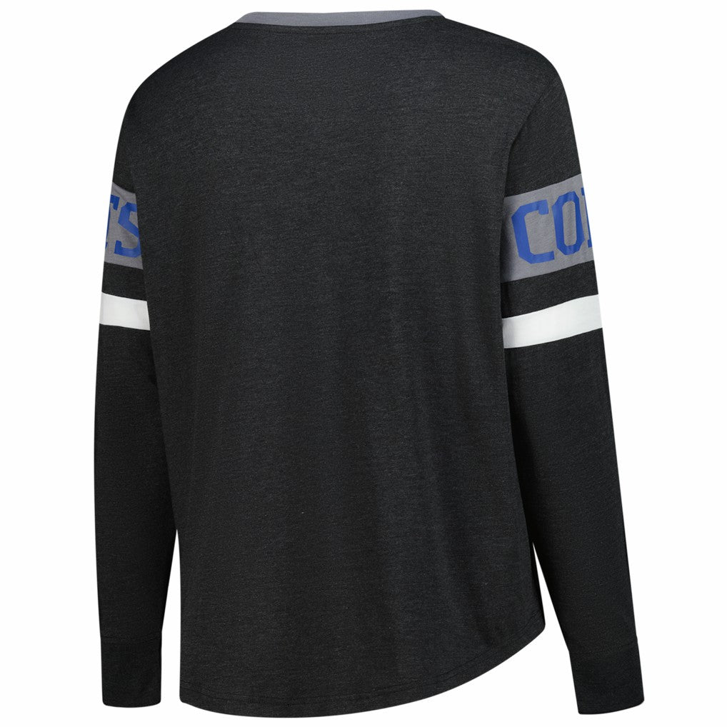 Indianapolis Colts New Era Women's Plus Size Throwback Lace-Up Long Sleeve T-Shirt - Black - NFL