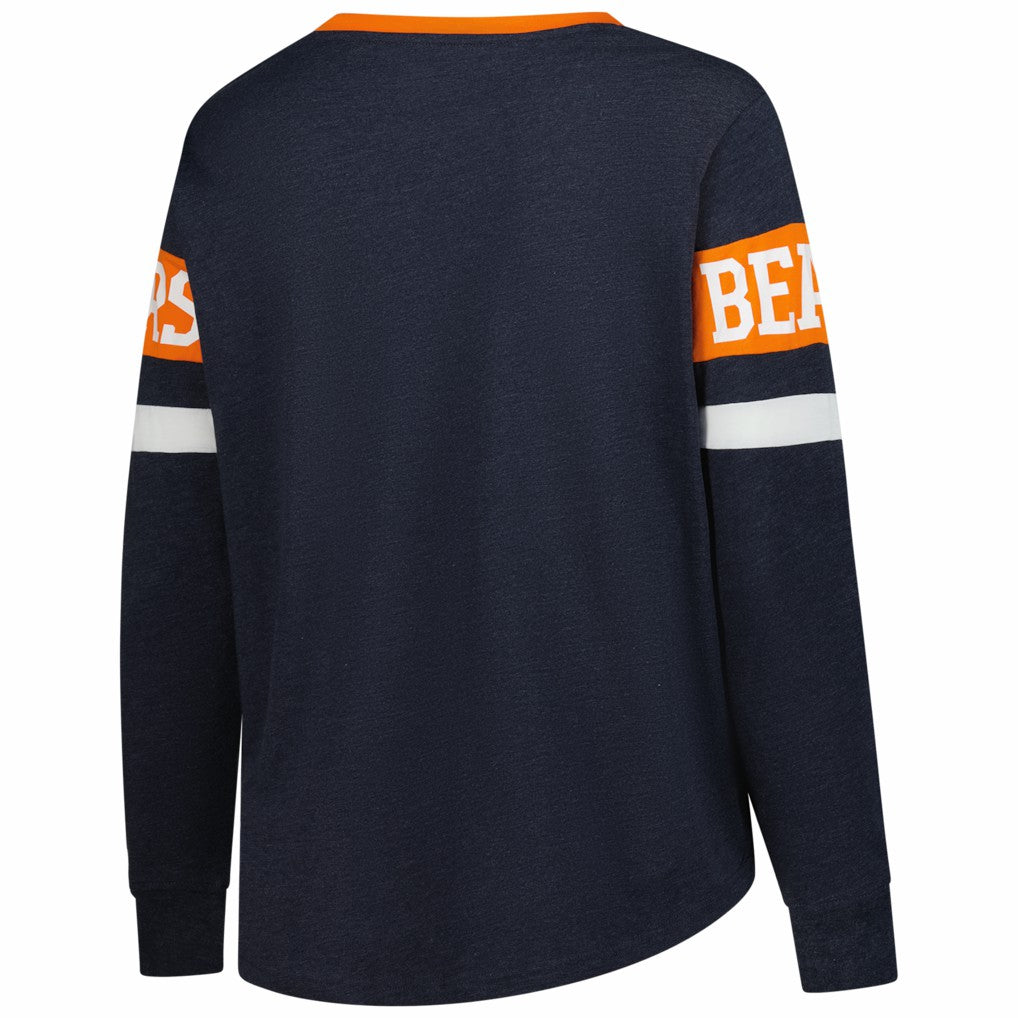 Chicago Bears New Era Women's Plus Size Throwback Lace-Up Long Sleeve T-Shirt - Navy - NFL