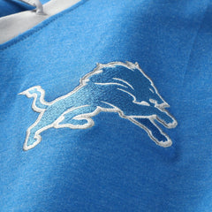 Detroit Lions New Era Women's Plus Size Throwback Lace-Up Long Sleeve T-Shirt - Blue - NFL