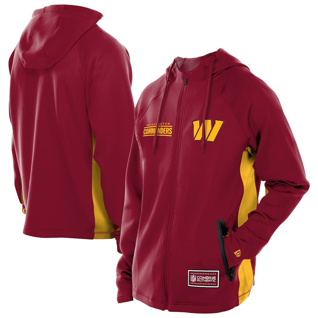 Washington Commanders New Era Combine Authentic Raglan Scuba Full-Zip Hoodie - Burgundy - NFL