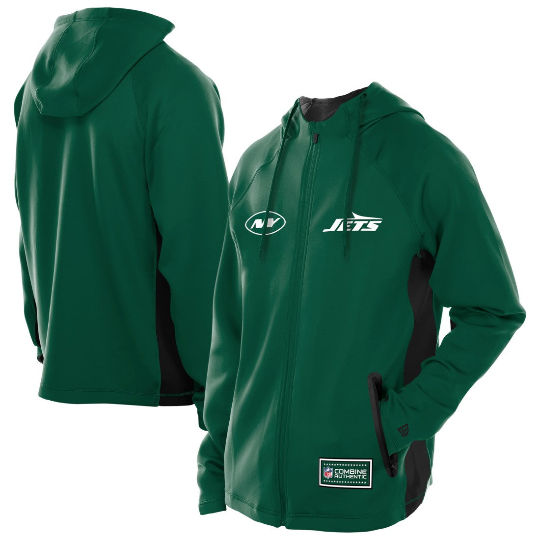 New York Jets New Era Combine Authentic Raglan Scuba Full-Zip Hoodie - Green - NFL