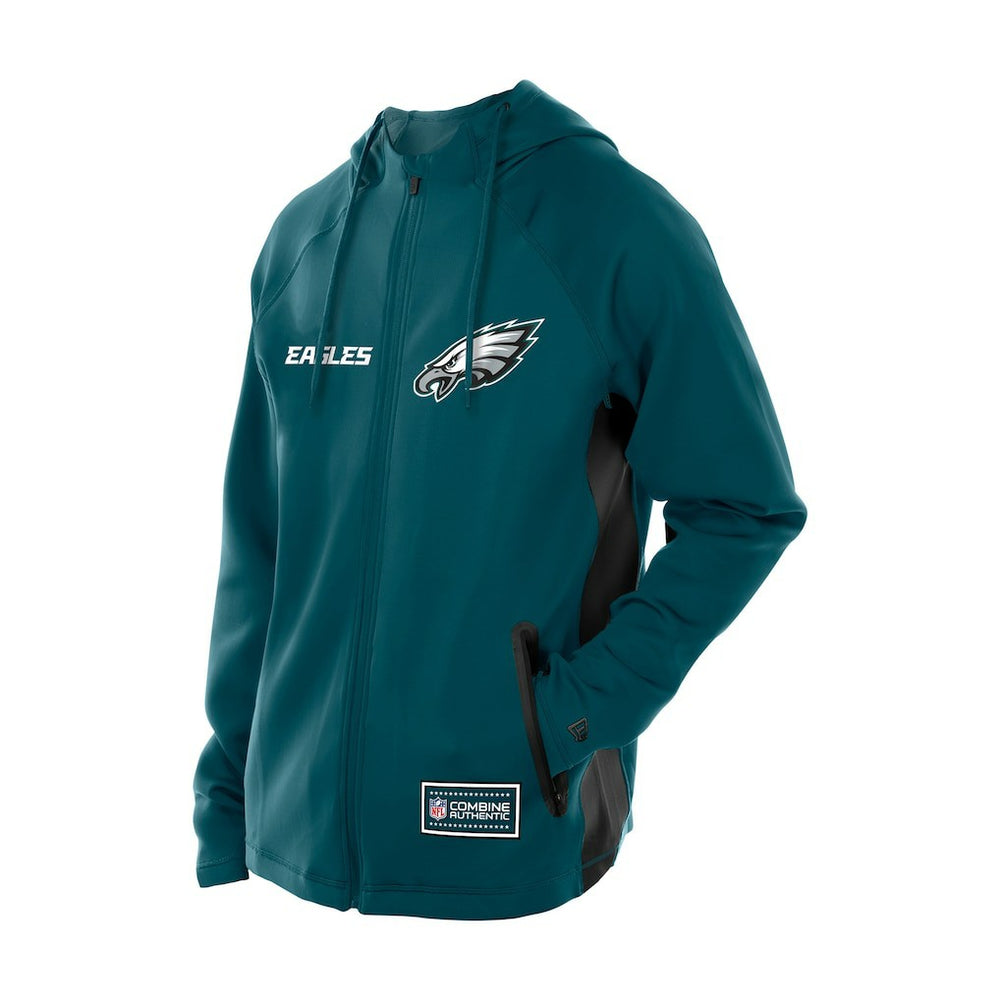 Philadelphia Eagles New Era Combine Authentic Raglan Scuba Full-Zip Hoodie - Midnight Green - NFL