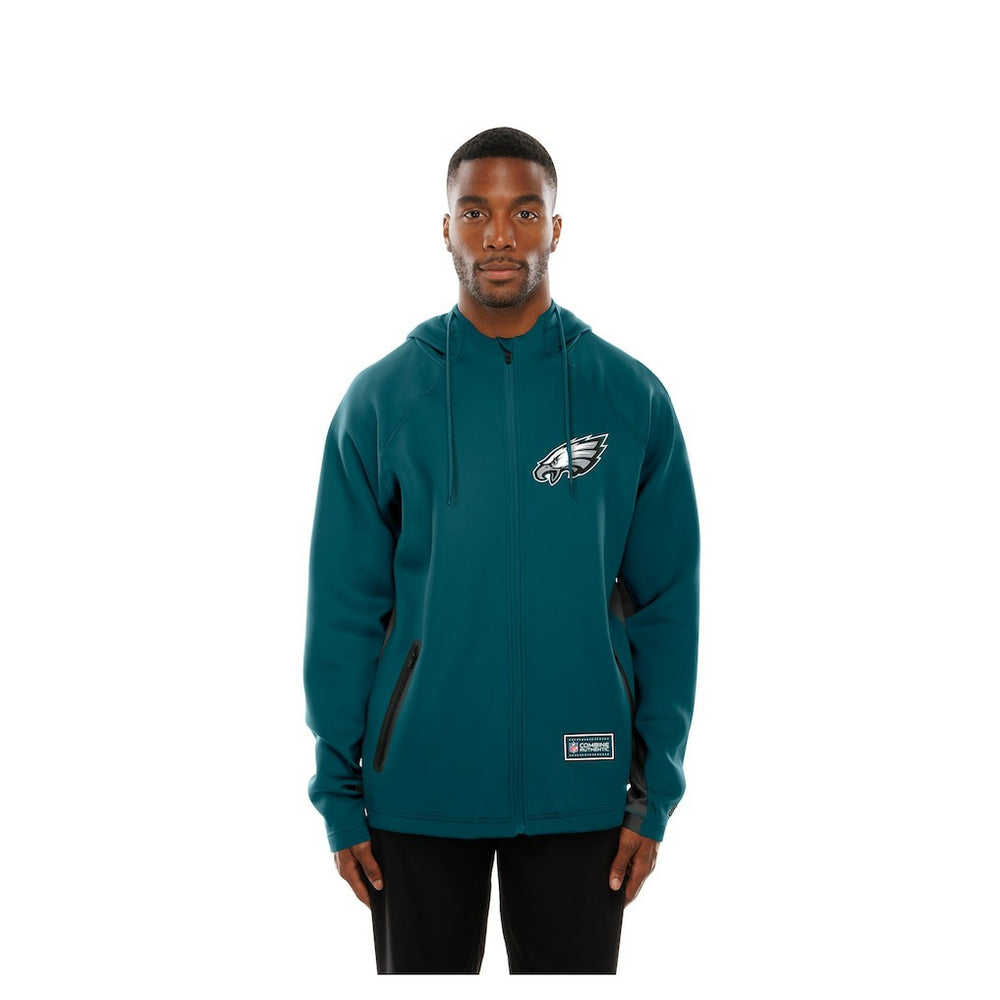 Philadelphia Eagles New Era Combine Authentic Raglan Scuba Full-Zip Hoodie - Midnight Green - NFL