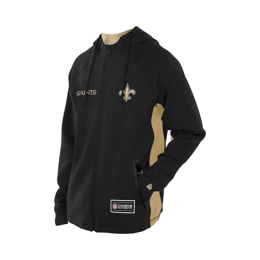 New Orleans Saints New Era Combine Authentic Raglan Scuba Full-Zip Hoodie - Black - NFL