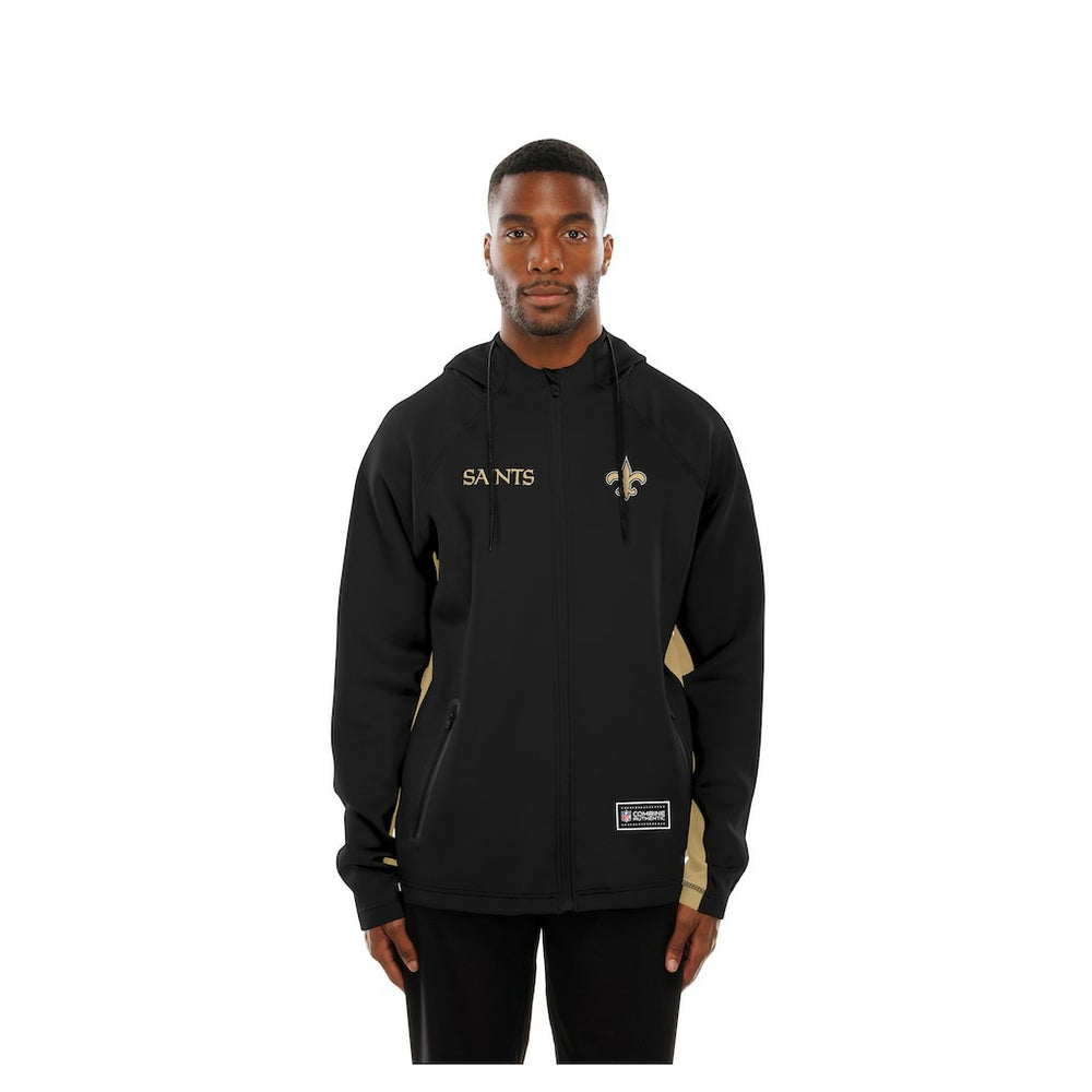 New Orleans Saints New Era Combine Authentic Raglan Scuba Full-Zip Hoodie - Black - NFL