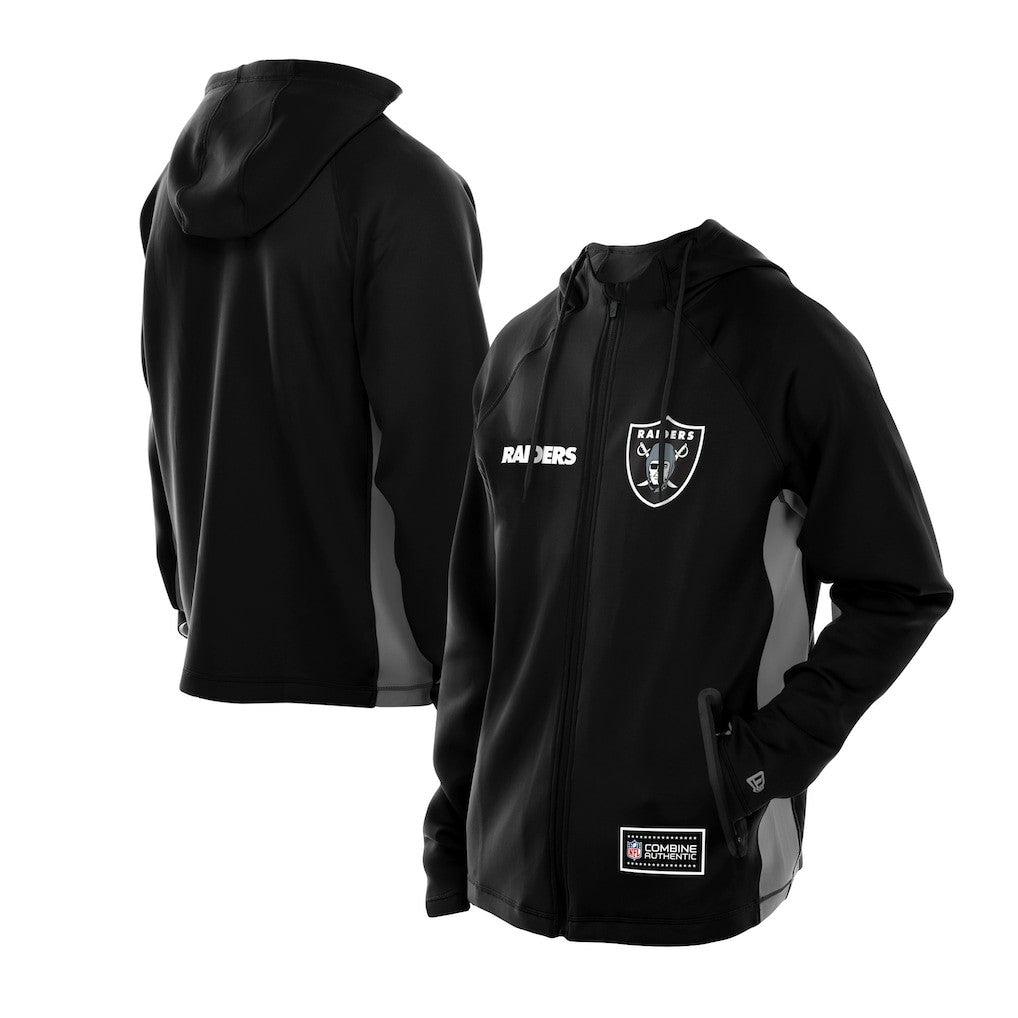 Las Vegas Raiders New Era Combine Authentic Raglan Scuba Full-Zip Hoodie - Black - NFL