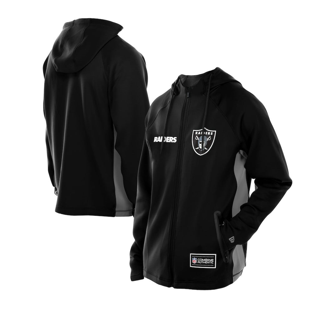 Las Vegas Raiders New Era Combine Authentic Raglan Scuba Full-Zip Hoodie - Black - NFL