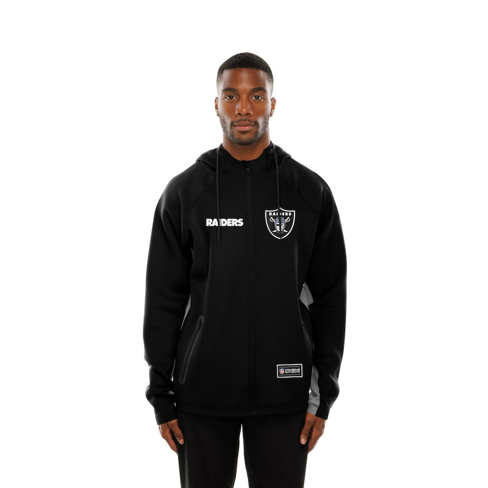 Las Vegas Raiders New Era Combine Authentic Raglan Scuba Full-Zip Hoodie - Black - NFL